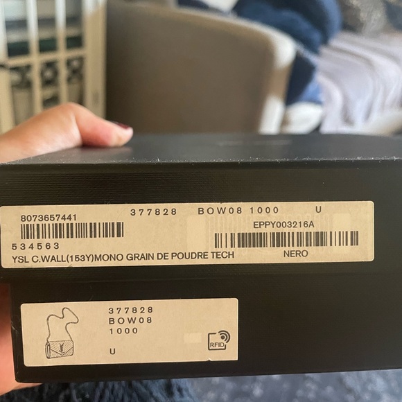 saint laurent grain de poudre matelasse chevron monogram chain wallet black - Picture 10 of 12